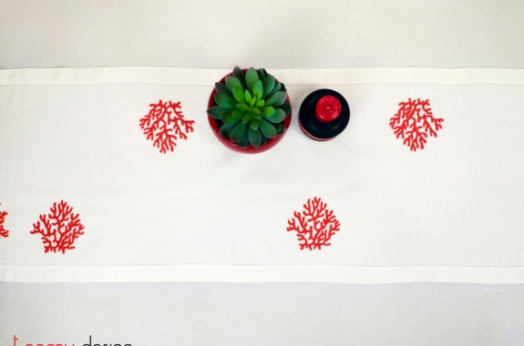 Table runner - coral embroidery